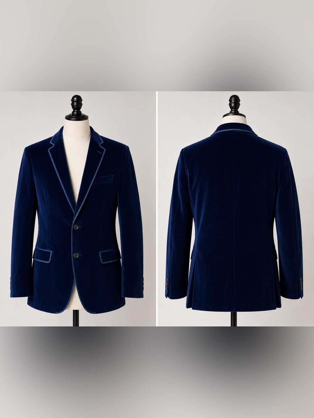 Van Heusen Studio Blue Velvet Blazer 42L Mens Sport Coat Formal Party Prom